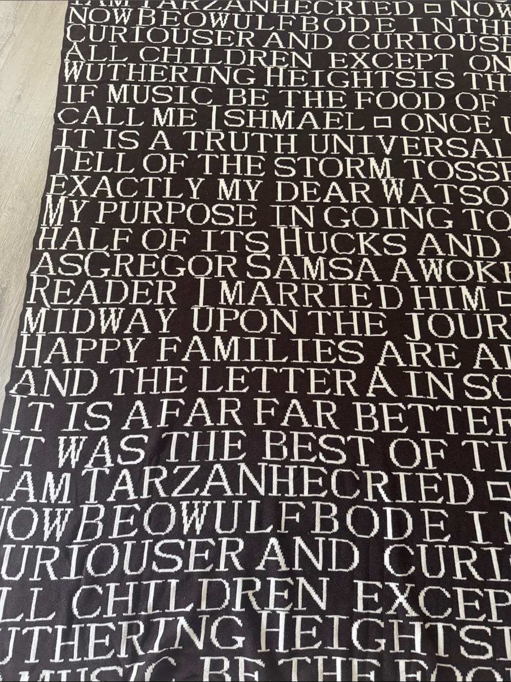Barnes & Noble Throw Blanket Literary Quotes Classic Books 50”x 60” Brown/Ivory - Picture 6 of 8
